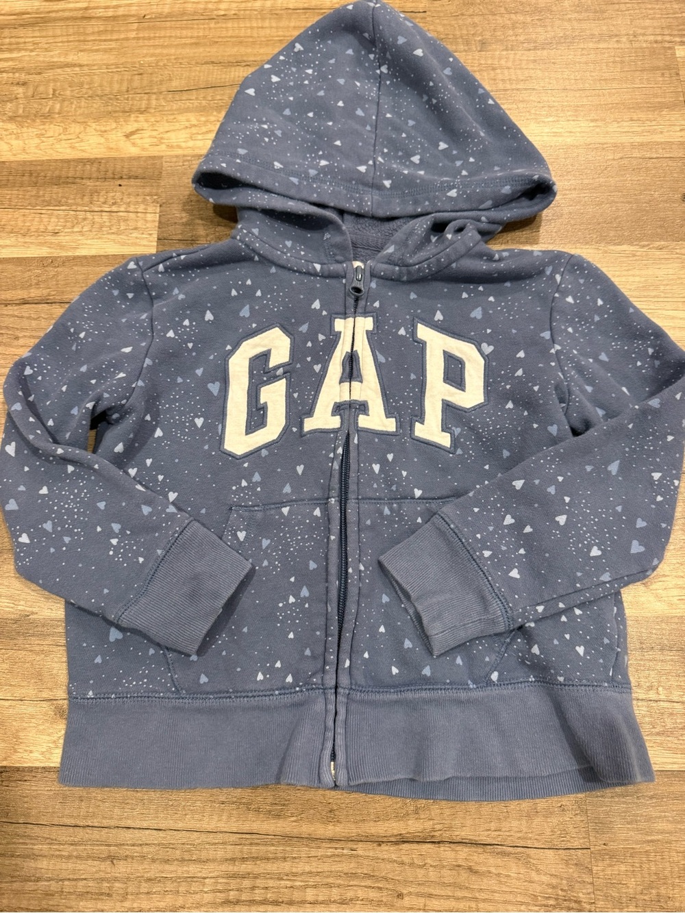 GAP Kids Blue Heart Print Zip Hoodie